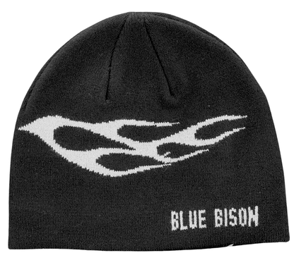 Blue Bison Flame Skull Cap, Black