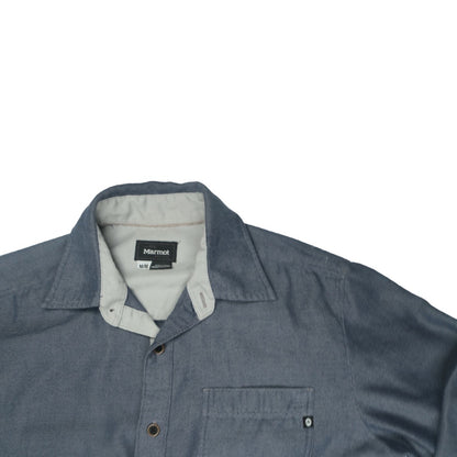 Marmot Hobson Midweight Flannel Blue Gray Mens Large Long Sleeve Button Up Shirt